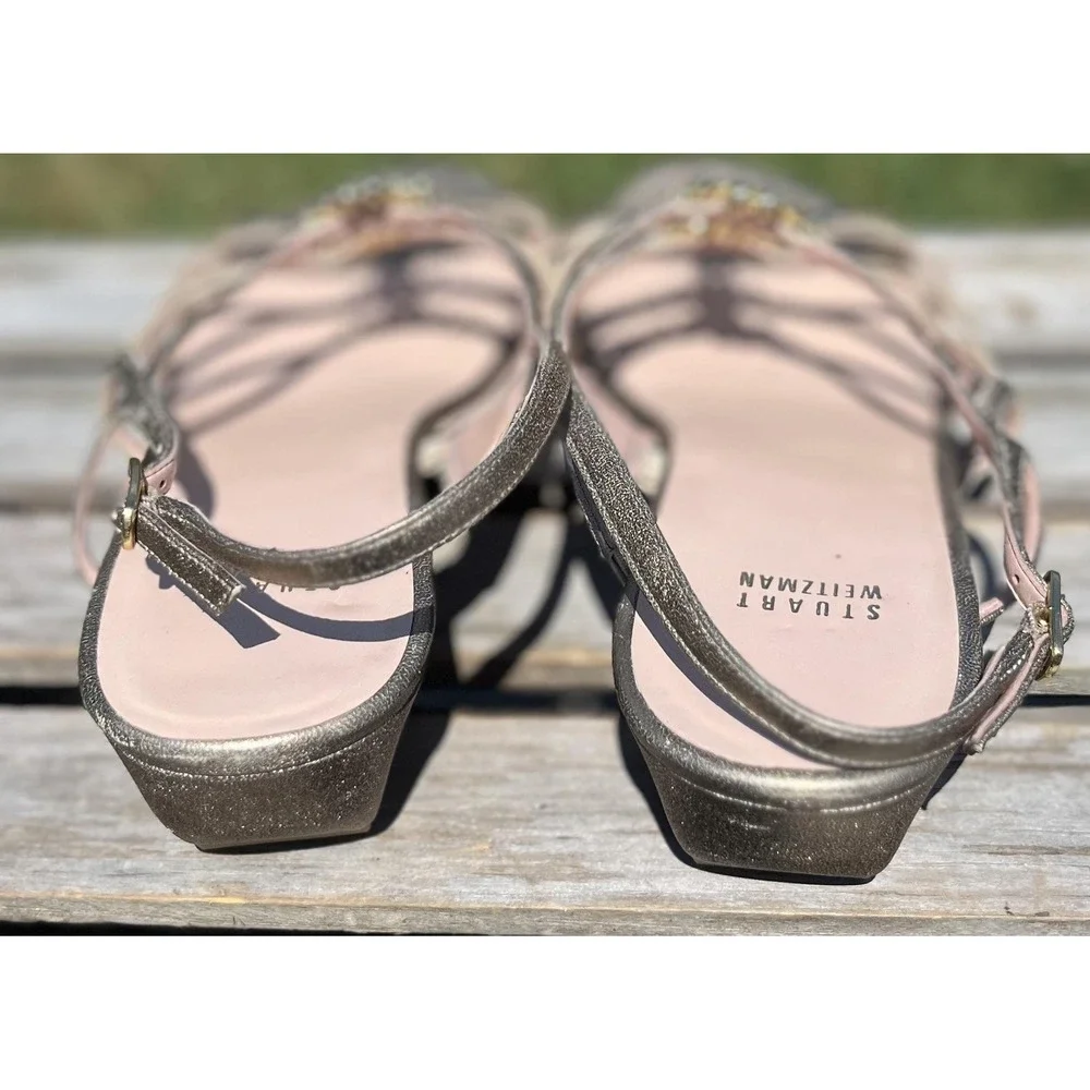 Stuart Weitzman Shoes Womens Size 10.5 M Strappy Glitter Slingback Sandals Dress